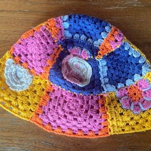 Staud crochet hat one size multi color